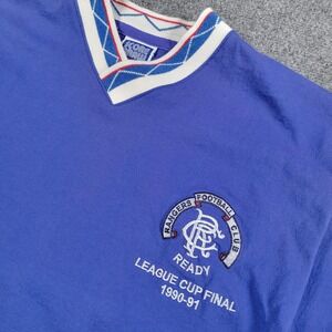 Glasgow Rangers Jersey Mens M‎ League Cup Final 1990-91 Blue Score Draw Retro